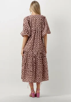 bruine notre-v maxi jurk nv-dente midi dress