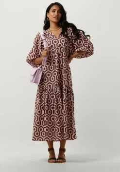 bruine notre-v maxi jurk nv-dente midi dress