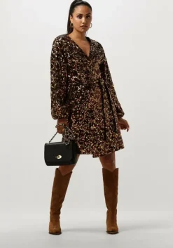 bruine notre-v mini jurk nv-clio dress