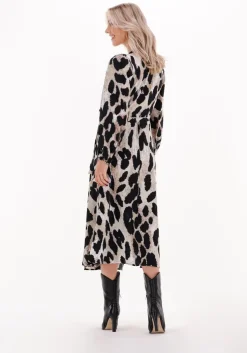 bruine object midi jurk leonora l/s wrap midi dress