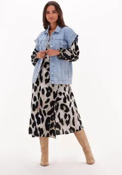 bruine object midi jurk leonora l/s wrap midi dress