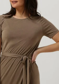 bruine object midi jurk objannie nadia s/s dress