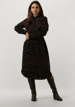 bruine object midi jurk objcira l/s shirt dress 129