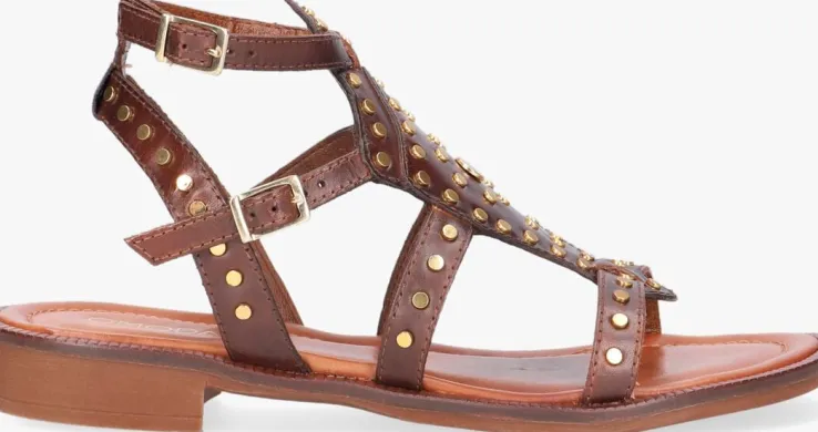 bruine omoda platte sandalen 120104