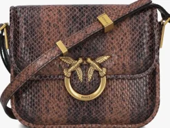bruine pinko schoudertas love box bag fl mini pelle