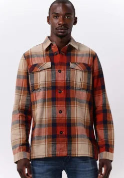 bruine pme legend casual overhemd long sleeve shirt ctn yd slub check