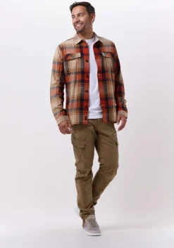 bruine pme legend casual overhemd long sleeve shirt ctn yd slub check