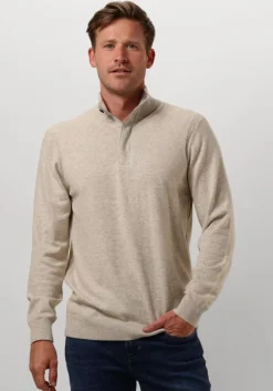bruine profuomo trui pullover half zip button