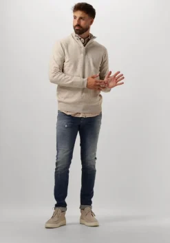 bruine profuomo trui pullover half zip button