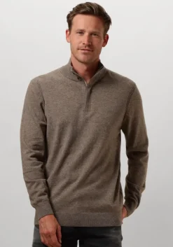bruine profuomo trui pullover half zip button