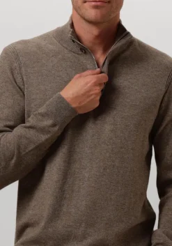 bruine profuomo trui pullover half zip button