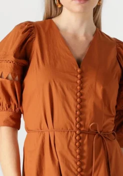 bruine scarlett poppies midi jurk fleuretta midi dress