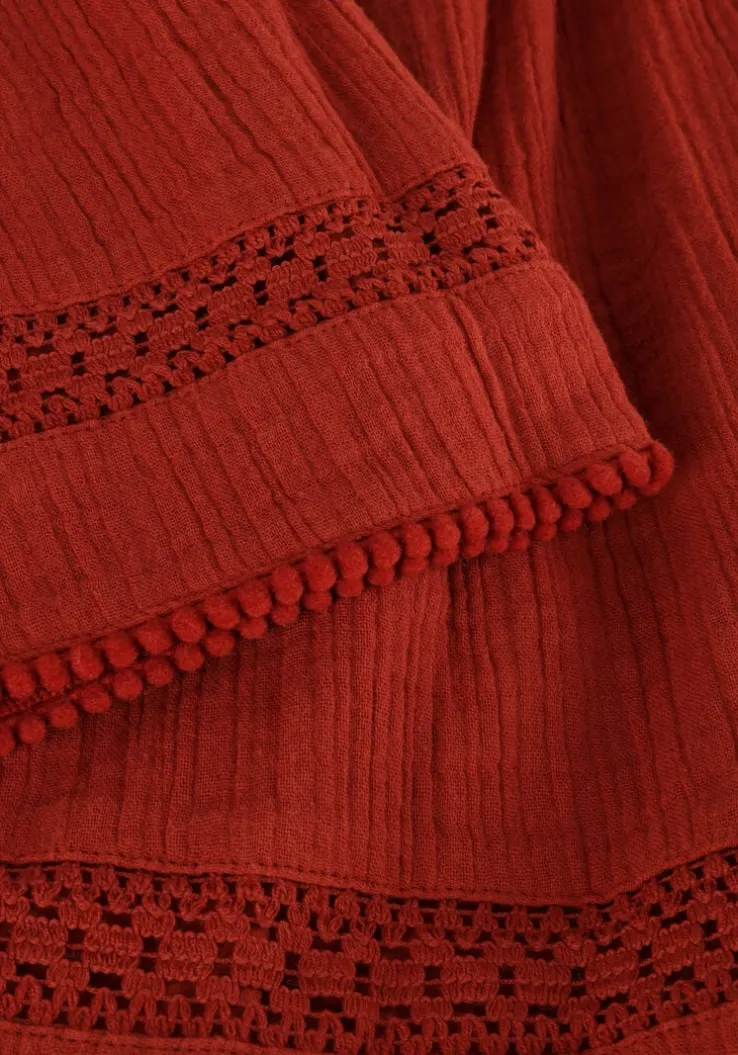 bruine scotch & soda minirok lace detail crinkle cotton mini skirt