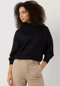 bruine scotch & soda trui ruffled high-neck lurex pullover