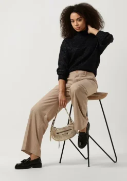 bruine scotch & soda trui ruffled high-neck lurex pullover