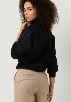 bruine scotch & soda trui ruffled high-neck lurex pullover