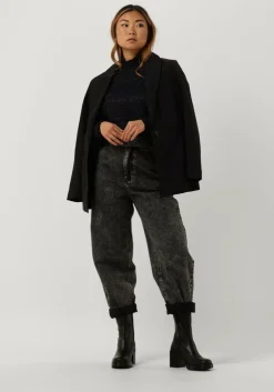 bruine scotch & soda trui ruffled high-neck lurex pullover