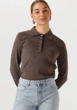 bruine selected femme tops & t-shirts slfthea ls knit merino collar neck