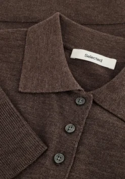 bruine selected femme tops & t-shirts slfthea ls knit merino collar neck