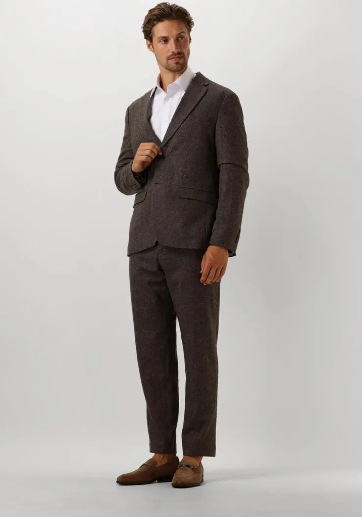 bruine selected homme pantalon slhslim-reed wool trs