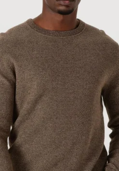 bruine selected homme trui slhross ls knit structure crew neck noos