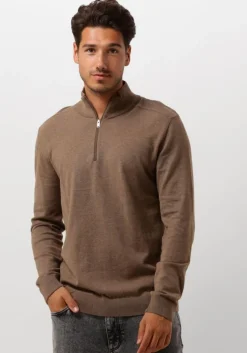 bruine selected homme trui slhberg half zip cardigan noos