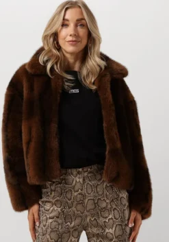 bruine silvian heach faux fur jas gpa24104pl