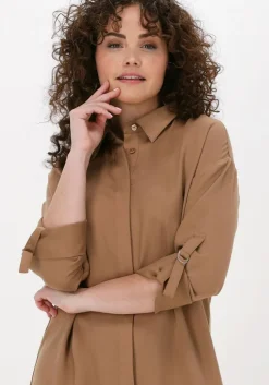 bruine simple midi jurk woven dress rooney twill