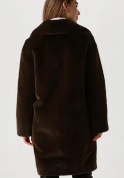 bruine stand studio faux fur jas camille cocoon coat
