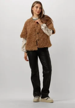 bruine summum gilet jacket faux fur