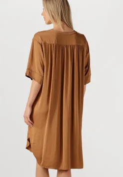 bruine summum midi jurk dress silky touch