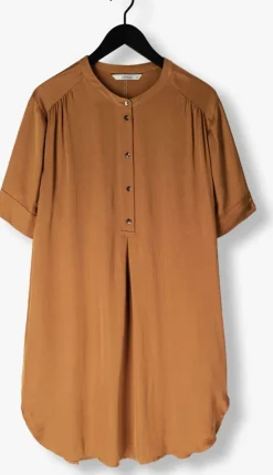 bruine summum midi jurk dress silky touch