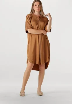 bruine summum midi jurk dress silky touch