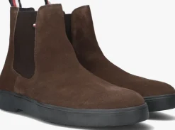 bruine tommy hilfiger chelsea boots classic hilfiger suede chelsea