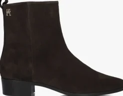 bruine tommy hilfiger enkellaarsjes low cowboy flat