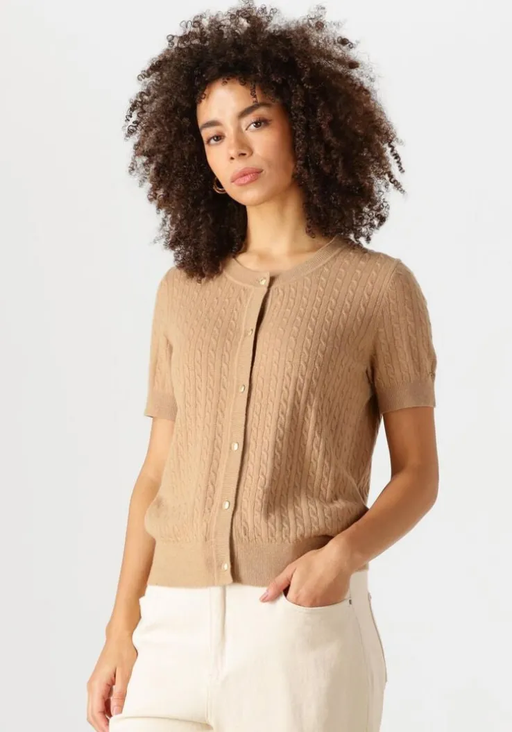 bruine tommy hilfiger top mini cable c-nk cardi ss