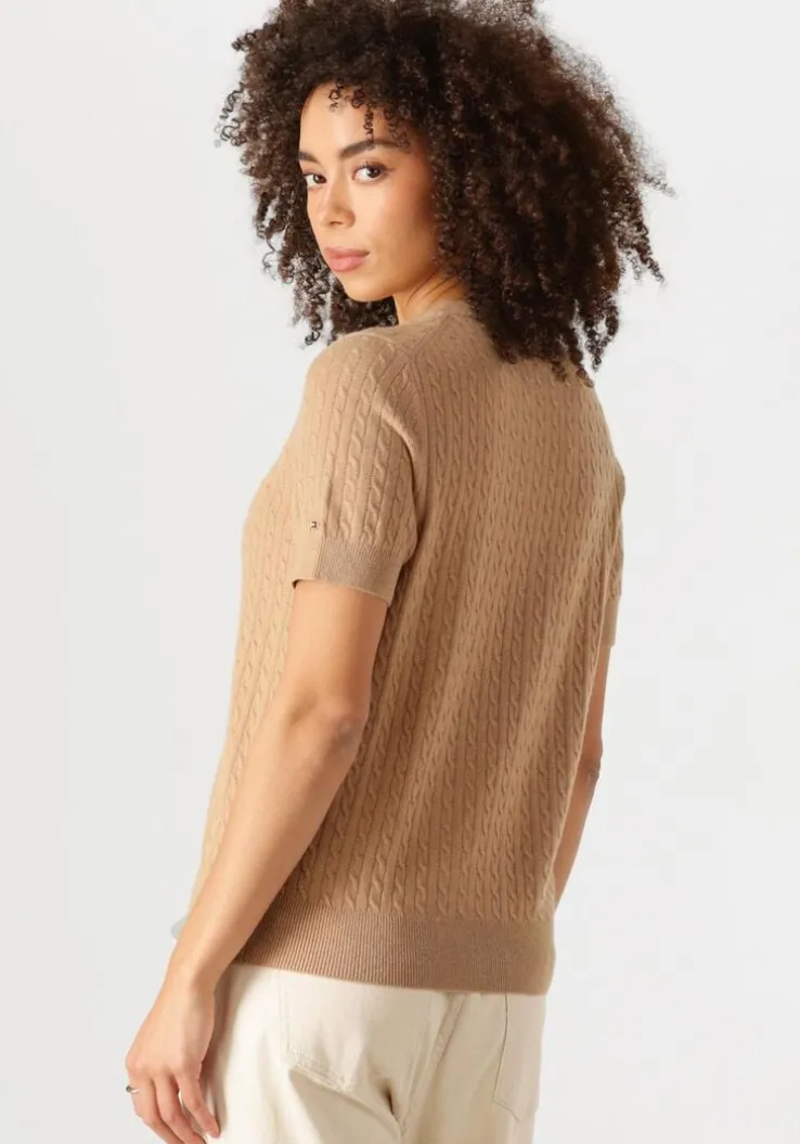 bruine tommy hilfiger top mini cable c-nk cardi ss