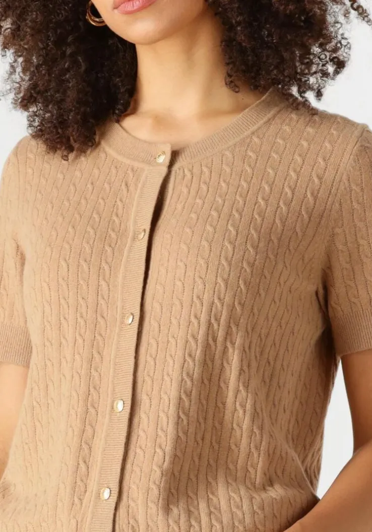 bruine tommy hilfiger top mini cable c-nk cardi ss