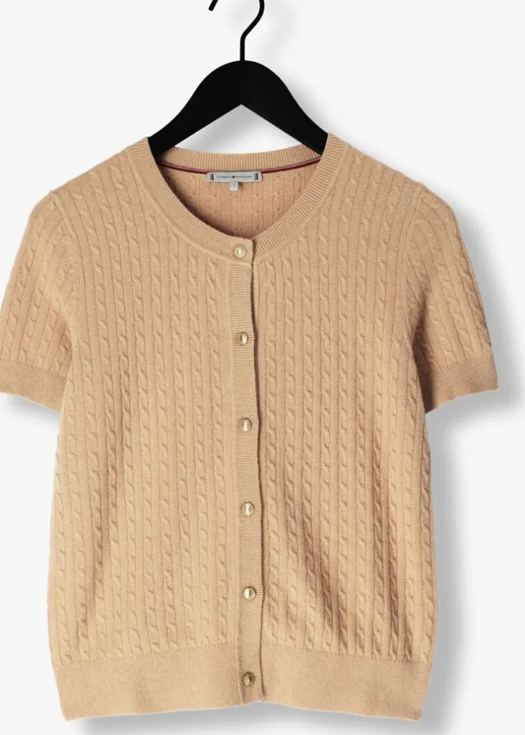 bruine tommy hilfiger top mini cable c-nk cardi ss