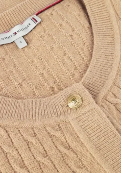 bruine tommy hilfiger top mini cable c-nk cardi ss