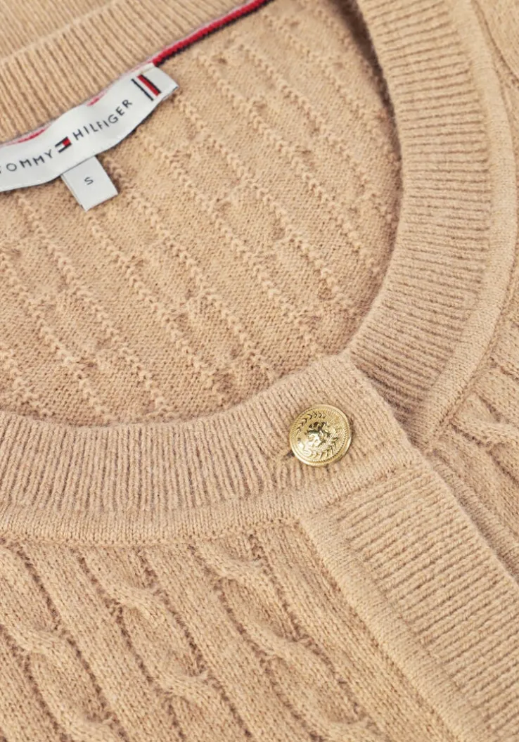 bruine tommy hilfiger top mini cable c-nk cardi ss