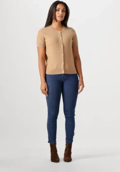 bruine tommy hilfiger top mini cable c-nk cardi ss