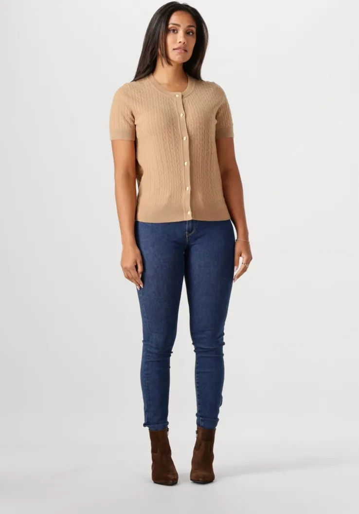 bruine tommy hilfiger top mini cable c-nk cardi ss