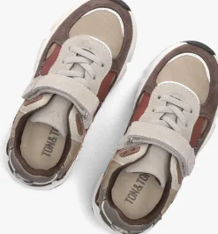 bruine ton & ton lage sneakers boje