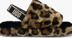 bruine ugg pantoffels fluff yeah slide spotty