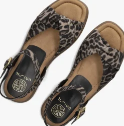 bruine unisa platte sandalen cambel