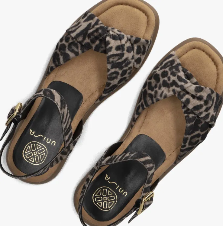 bruine unisa platte sandalen cambel