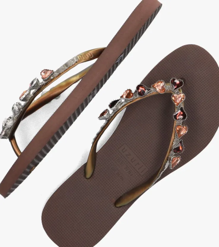 bruine uzurii teenslippers heart bronze