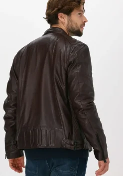 bruine vanguard leren jas short jacket sheep veg oily