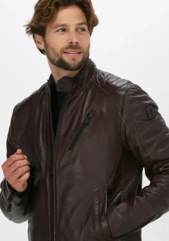 bruine vanguard leren jas short jacket sheep veg oily